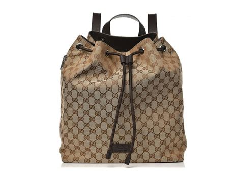 gucci drawstring backpack monogram gg beige brown|gucci bag backpack women's.